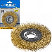 Щетка дисковая для УШМ, витая стальная латун. пров. 0,3мм, 100мм/22мм ЗУБР